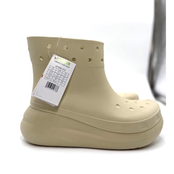 Crocs Unisex Size 11M Classic Crush Boot Beige Slip-On Waterproof - Picture 2 of 11